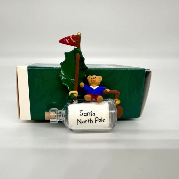 Hallmark Keepsake Message For Santa 1996 Bear Bottle Miniature Ornament - Picture 5 of 7